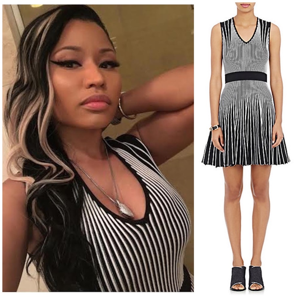 Opening Ceremony Gray and White Rib Knit A-Line Sleeveless Dress Size Small